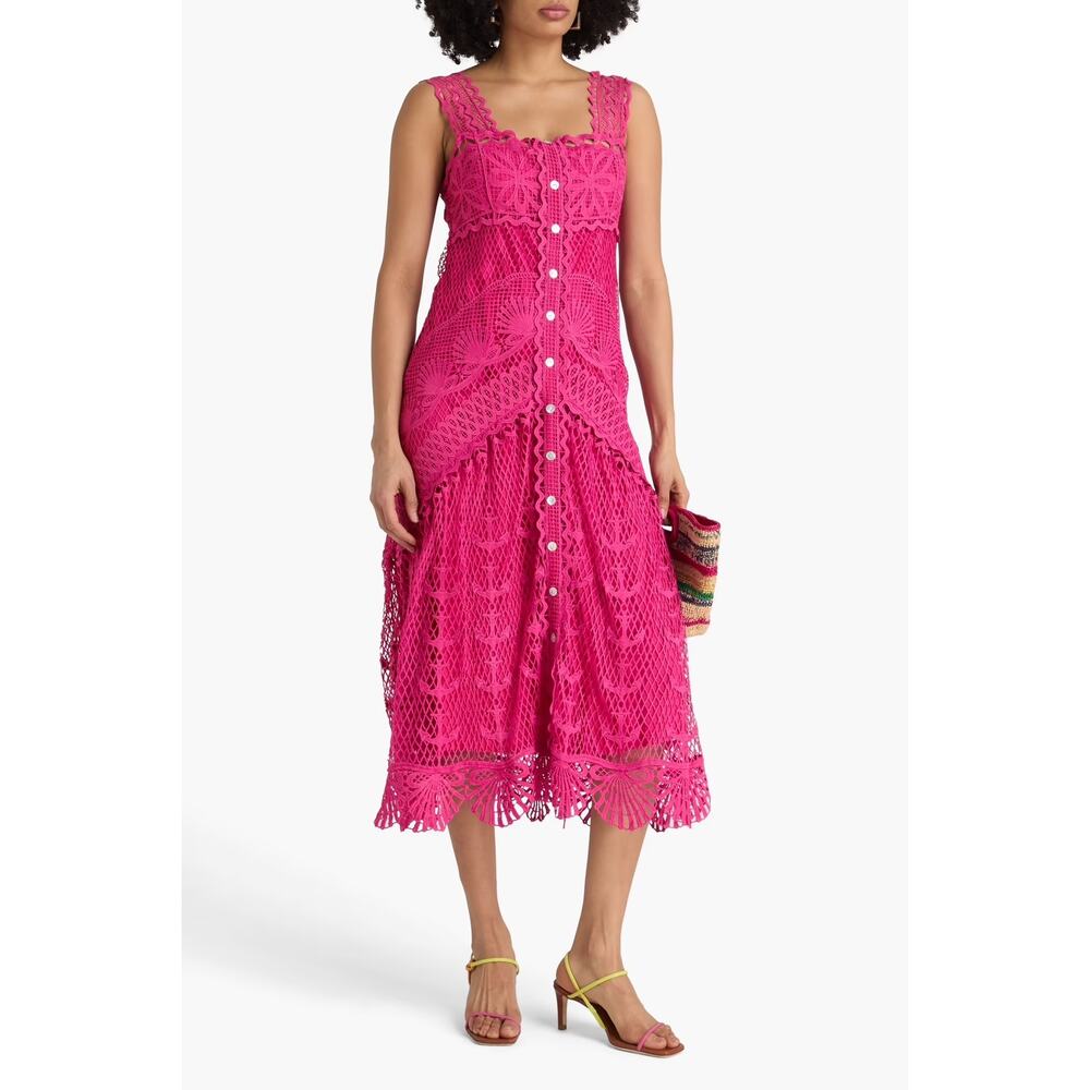 Farm Rio Pink Nautical Guipure Maxi Dress NWT Large